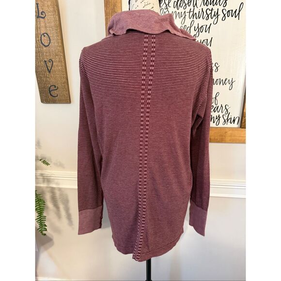 Athleta Women's Striped Cowl Neck Wool Blend Tunic Sweater Burgundy XL - Picture 3 of 9